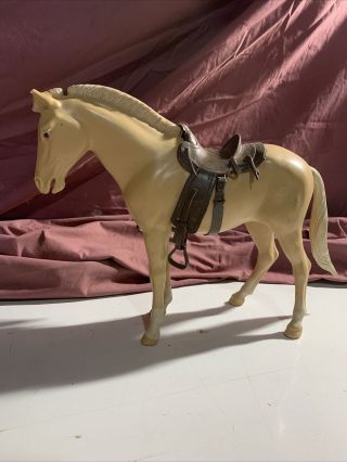 Vintage Marx Johnny West Tan Horse With Saddle “thunderbolt”