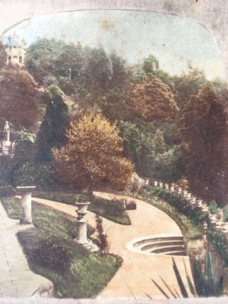 1800’s Antique Tinted Stereoview Card Photo View At Alton Towers