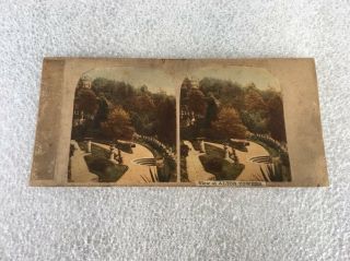 1800’s Antique Tinted Stereoview Card Photo VIEW AT ALTON TOWERS 2