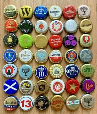 42 X Beer Bottle Crown Caps Tops Various Designs.  Collectable Crafts.  40