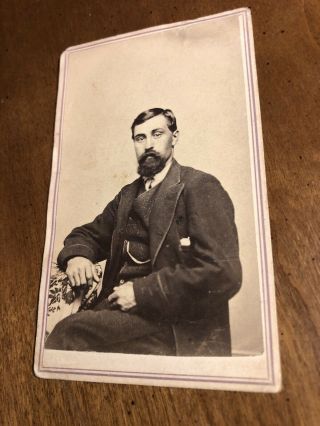 Antique Victorian Man Cdv Photo Photograph Civil War Era Cobleskill Ny