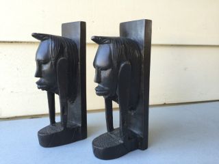 Hand Carved African Tribal Figures Solid Wood Sculpture Bookends