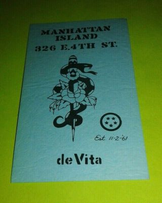 Vintage Thom Devita Tattoo Business Card Flash 80s Nyc