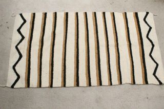 Vintage Navajo Rug Weaving Brown - Black Angled Wavy Lines