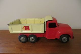 Vintage Pressed Steel Red & Yellow Buddy L Sand & Stone Dump Truck 14 " Long