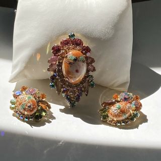 Rare Vintage Juliana D&e Easter Egg Brooch &earring Set A45 Glam,  Edgy,  Colorful