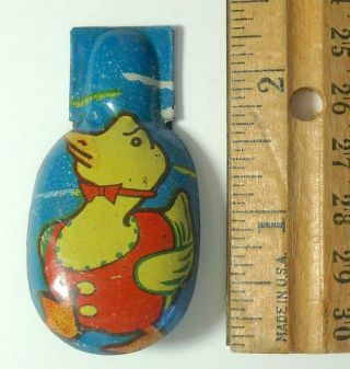 Vintage Pre - War Japanese Tin Clicker - Duck (or Goose) in Red Vest - B 2
