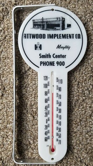 Vintage Attwood Implement Co.  International Harvester Plastic Thermometer Kansas
