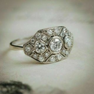 2 Ct Round Cut Diamond Art Deco Vintage Ring For Women 