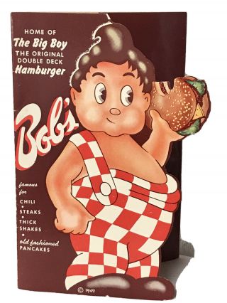 Vintage 1949 Bobs Big Boy Restaurant Collectible Menu Toluca Lake,  Ca