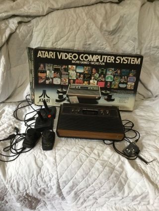 Vintage Atari 2600 Game System With Box And 4 Controllers