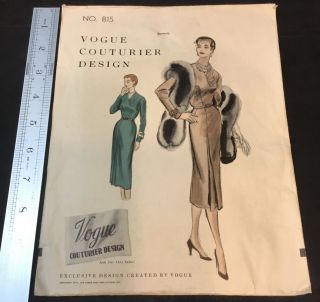 Vintage 1953 Vogue Couturier Design Dress Sewing Pattern - Bust 40 Hip 43 815