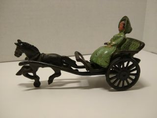Vintage/antique Horse And Buggy Cast Iron Toy; With Driver S