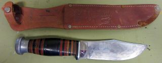 W.  Bingham Co.  Knife Fixed Blade Hunting Leather Handle With Sheaf -