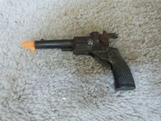 Vintage Small Cast Iron Buck Toy Pistol Cap Gun 3.  5 "