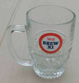 M & B Brew Xi Pint Pot / Glass With Crown Stamp.  Alcohol Drink Bar Mancave.