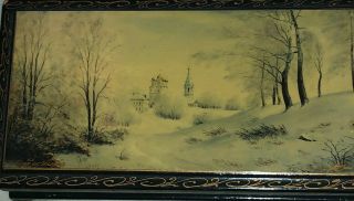 Scenery Vintage Russian Lacquered Box Signed.