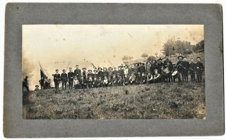 1886 Matted Photo Group Of Boys In Military Uniforms At Encampment