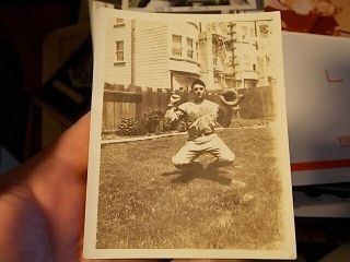 Vint Snapshot Photo,  Young Man Baseball Catcher Galileo H.  S. ,  San Francisco
