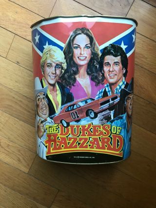 Vintage 1981 Dukes Of Hazzard Metal Trash Can 13 " Made In U.  S.  A.