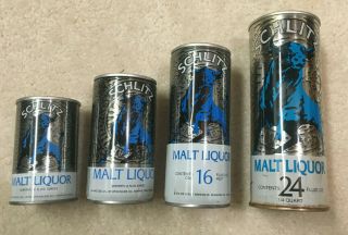 4 Sizes - Schlitz Malt Liquor Steel Beer Can 8,  12,  16,  24 Oz Milwaukee Wisconsin