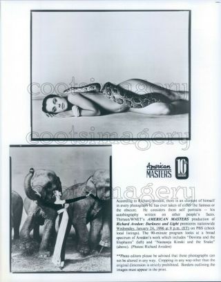 Press Photo Richard Avedon Images Nastassja Kinski & Snake Dovima Elephant