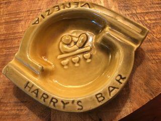 Vintage Yellow Harry’s Bar Ashtray Italy Venice Venezia 6.  5” Art Pottery Bartend