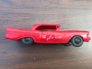 Vintage Tin Friction Fire Chief Toy Car