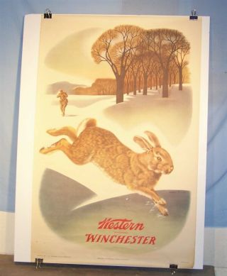 1955 Western - Winchester Ammo Poster / Sign - 26 " X 40 "