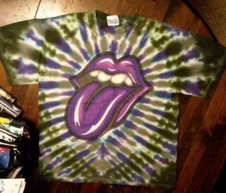 Vintage 1997 Rolling Stones Tie Dye Shirt 2 Sided Bridges To Babylon Concert