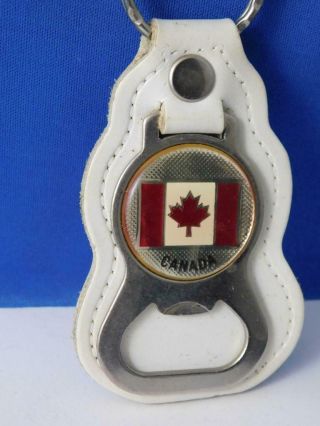 Canada Maple Leaf Flag Vintage Beer Bottle Opener Key Chain Fob Souvenir