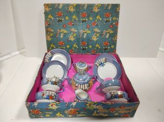 Vintage Lusterware Childs Toy Tea Set Made In Japan With Box