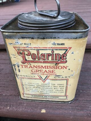 Vintage Standard Oil Company Polarine 5 Lb Transmission Grease Can - Full