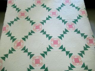 Vintage All Cotton Hand Pieced & Quilted Spring Beauty,  Crimson Rambler Quilt