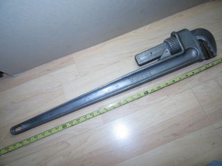 Vintage Schick 36” Aluminum Pipe Wrench Usa Made Good User Tool W/ Brass Jaws
