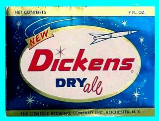 Rochester,  Ny - Genesee Dickens Dry Ale 7oz Label 1 - Nos (old Stock)
