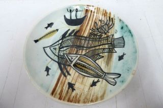 Martin Boyd Aboriginal Skeletal Hand Painted Fish Bowl Australian Pottery Art