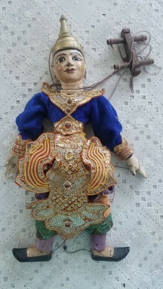 Marionette - Vintage Hand Made Wood String Puppet 17 "