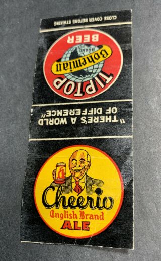 Cheerio Ale Beer Matchbook Cover Cleveland Ohio Roller Derby Pass