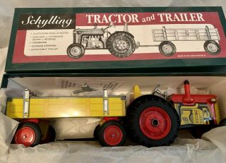Schylling Tractor and Trailer Key Wind Tin Toy In The Box 2