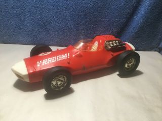 Vintage 1963 Mattel V - Rroom 7 Whip Race Car,  Red White - Sounds Vgc,