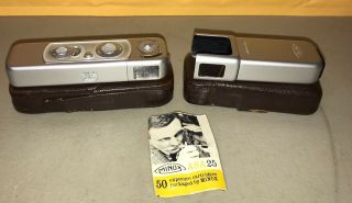 Vintage Minox B Spy Camera With Flash And Cases Germany Complan 1:3.  5 F=15mm.