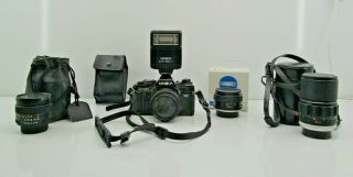 Vintage Minolta X - 700 Mps 35mm Camera With Lenses And Accessories Look Nr