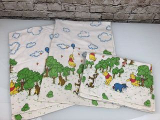 3 Vintage Winnie Pooh Cotton Flannel Baby Receiving Blanket Tigger Eeyore 70 - 80s