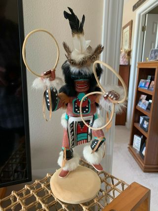Native American Navajo Kachina Doll - Hoop Dancer Signed By Artist Largo 15 "