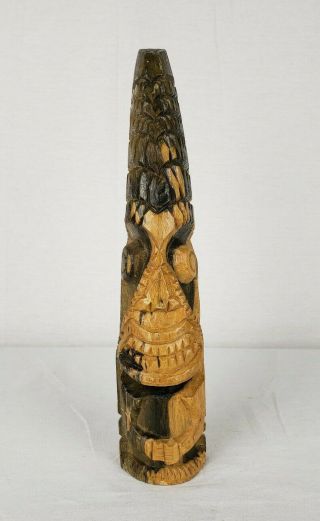 Vintage Hand Carved Wood Tiki Totem Carving From Fiji 1972