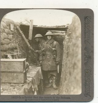 British First Line Tench In The Balkans Wwi Underwood Stereoview 1917