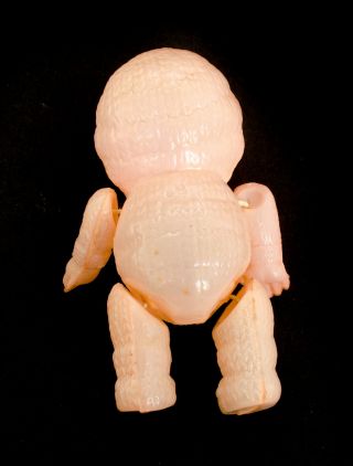 Vintage Miniature Pink Celluloid Snow Baby Strung Jointed Kewpie Doll Japan 2