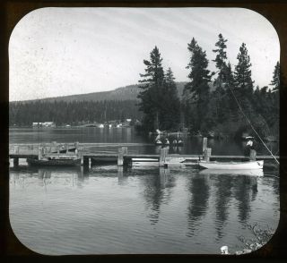 C.  1900,  Lake Tahoe Boat Landing,  Lake Tahoe,  California - Magic Lantern Slide
