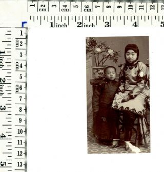 China Beijing Peking Girl Bounded Feet,  Boy Studio Photo ≈ 1907 small damage 2